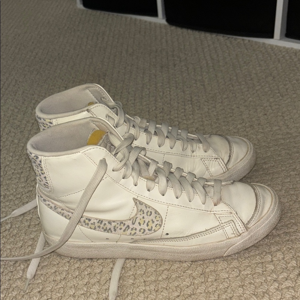 Nike Cream High-Top Sneakers with Animal Print